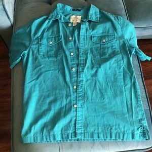 Teal Blue Green Button-Down Collared Shirt